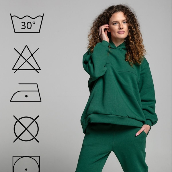 Stillset: Hoodie und Jogger COZY GREEN. Still- und Breasfeeding-Trainingsanzug