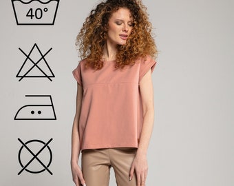 Stillen t-shirt LACHS. Kleidung aus Baumwolle mit Still-Reißverschluss. Stillfreundliche Mode. Umstandsmode.