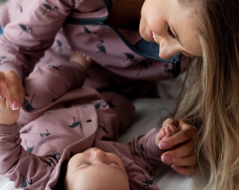 Baby Overall FLAMINGO muster.Zip baby body.