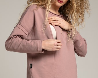 Sudadera lactancia CHILL rosa! Moda amigable con la lactancia materna. Ropa de maternidad. regalo de baby shower