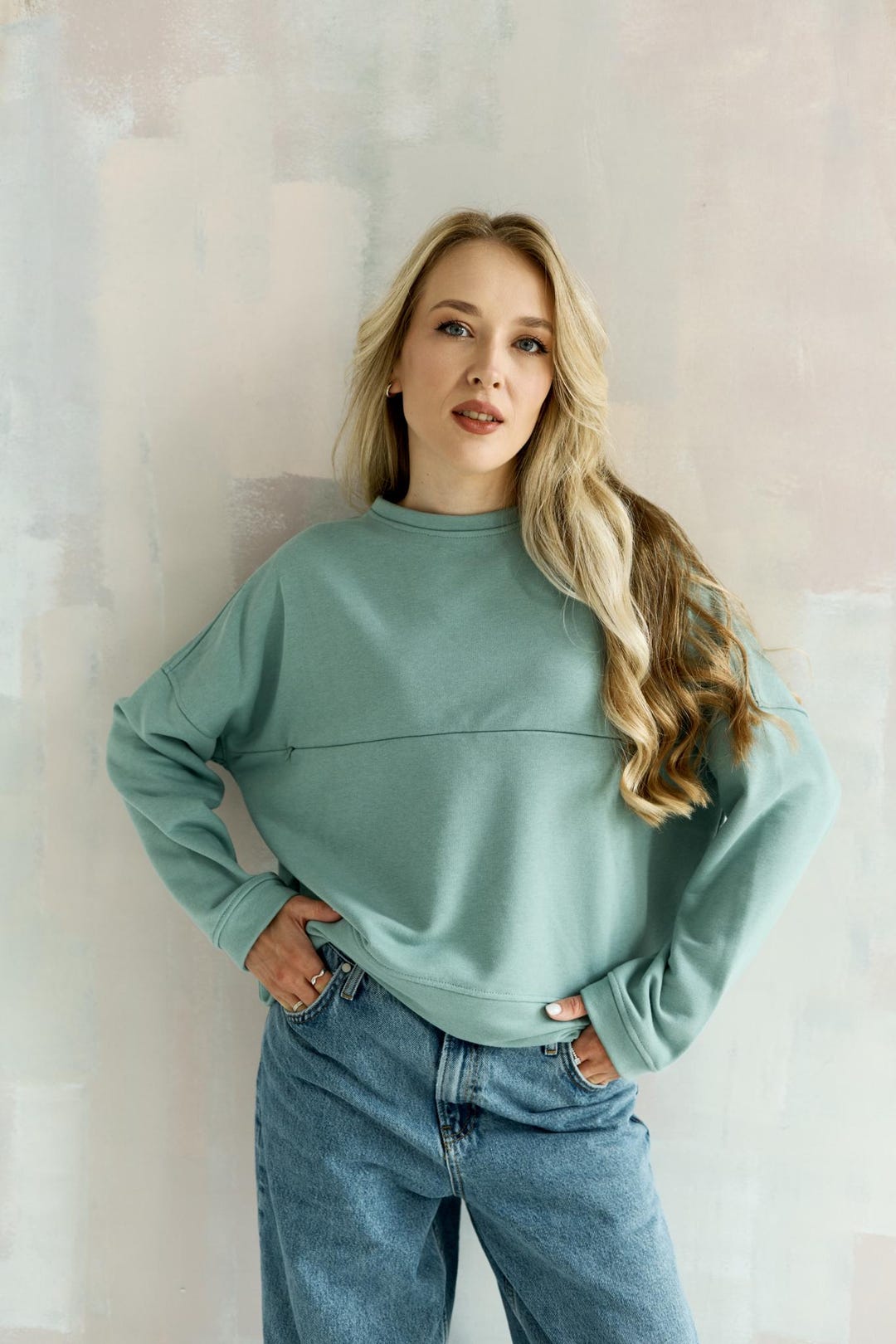 Sudadera lactancia COMFORT Azul agua Moda para la Ropa