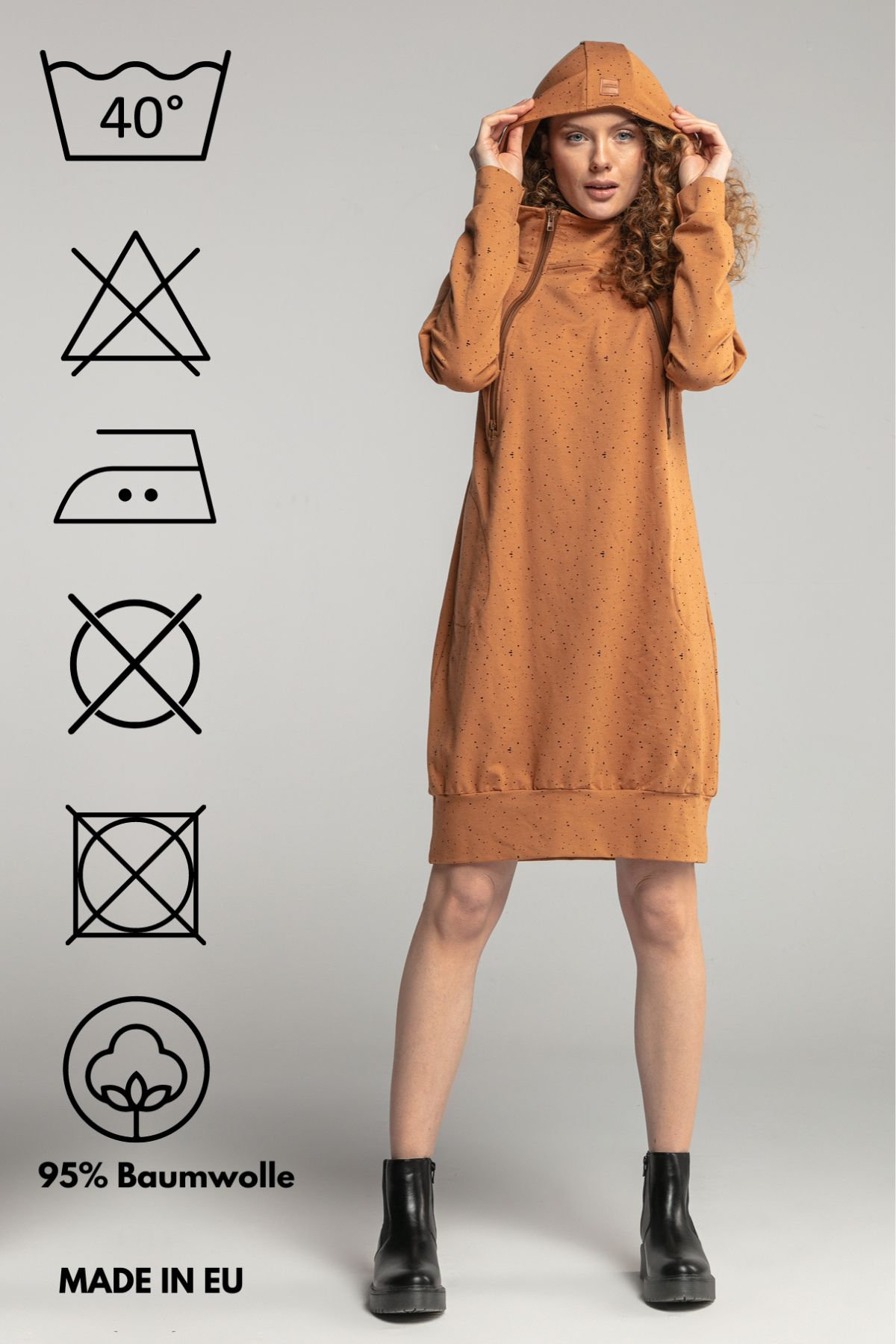 Nursing Long Dress With Hoodie. Breastfeeding friendly Fashion