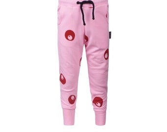 Kids trousers EYES pink. Hand made pants. Girls pants. Boys pants. Cotton clothes.