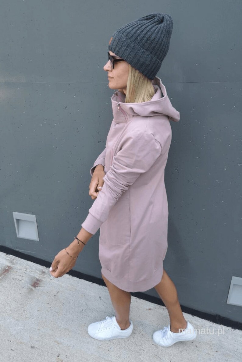 Nursing long dress with hoodie. Hoodie dress. Etsy