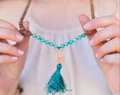 I Am Confident Mala - Handknotted 108 Mala Bead Necklace/ Amazonite Mala/ Sandalwood Mala/ Mala Beads/ 108 Mala/ mala necklace