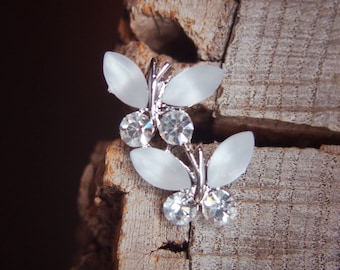 Butterfly Brooch antique vintage styled, bridesmaid, rhinestone diamante, wedding, mothers gift, men lapel, enamel, hijab #5707