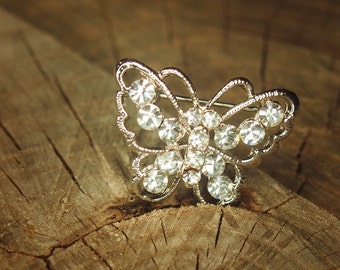 Schmetterling Brosche Silber | Kristall Emaille Pin | Natur Schmuck Geschenk | Anstecknadel Accessoire