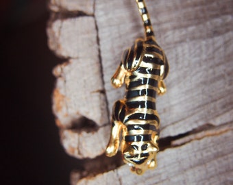 Tiger Brooch Black Gold | Enamel Rhinestone Pin | Animal Lover Gift | Lapel Pin Accessory #5644
