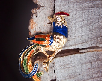 Bird Brooch antique vintage styled, bridesmaid, rhinestone diamante, wedding, mothers gift, men lapel, enamel, hijab #5604