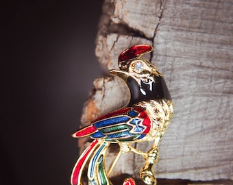 Bird Brooch antique vintage styled, bridesmaid, rhinestone diamante, wedding, mothers gift, men lapel, enamel, hijab #5605