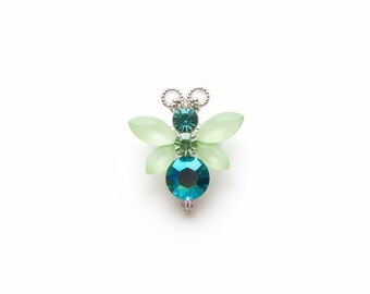 Bumble Bee Brooch Green Blue | Crystal Enamel Pin | Nature Jewelry Gift | Lapel Pin Accessory