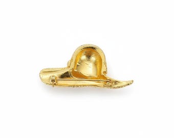 Broche para sombrero en plata y oro / Pin de esmalte con diamantes de imitación / Joyería de estilo vintage / Regalo para ella