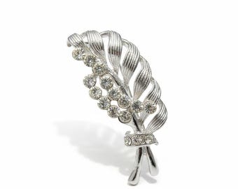 Sparkle leaf pin Brooch | Enamel Crystal Pin | Bridal Bouquet Pin | Wedding Gift for Her #5038