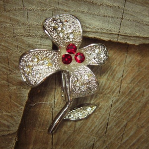 Orchid Flower Brooch antique vintage styled, bridesmaid, rhinestone diamante, wedding, mothers gift, men lapel, enamel, hijab #5251