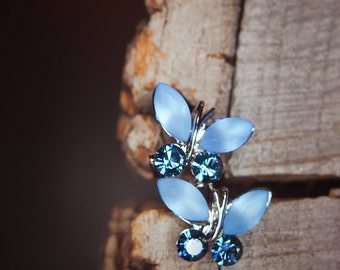 Butterfly Brooch antique vintage styled, bridesmaid, rhinestone diamante, wedding, mothers gift, men lapel, enamel, hijab #5708