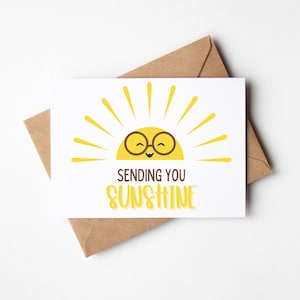 Sonnenschein Karte | Schachtel Sunshine Card | Ich denke an Dich | Geschenkkorb Karte | Druckbare Karte | Lächelnde Sonne | Ich sende dir Sonnenschein