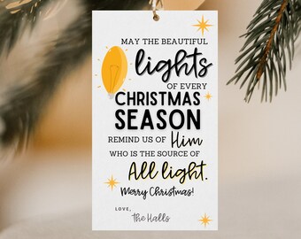 Christmas Light of Christ Gift Tags | Merry Christmas Tags | May the Beautiful Lights | Christian Christmas | Editable Template