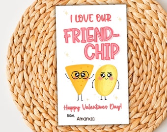 Printable Valentines Card | I Love our Friend Chip Valentine | Bag of Chips | Happy Valentine's Day | Favor Tag | Classroom Valentine |