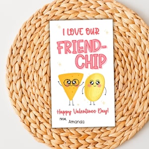 Tarjeta de San Valentín imprimible / Amo a nuestro amigo Chip Valentine / Bolsa de papas fritas / Feliz día de San Valentín / Etiqueta de favor / Aula San Valentín /