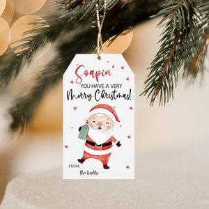 Soapin&#39; you a Merry Christmas Tag | Editable Gift Tag | Merry Christmas Tags | Hand Soap Tag | Dish Soap Tag| Fun Neighbor Gift |