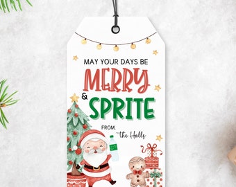 Merry and Sprite Christmas Tag | Editable Gift Tag | Merry Christmas Tags | Soda Pop Tag | Sprite Gift Tag| Neighbor Gift | Friend Gift