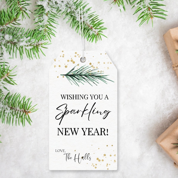 Sparkling New Year Tag | Happy New Year Tag | Champagne Gift Tag | Sparkling Cider Neighbor Gift | Friend Gift |Wine Holiday| New Year Gift