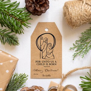 Unto us a Child is Born | Nativity Gift Tag | Christmas Christ Gift Tags | Merry Christmas Tags | The Son Gift Tag | Isaiah 9:6