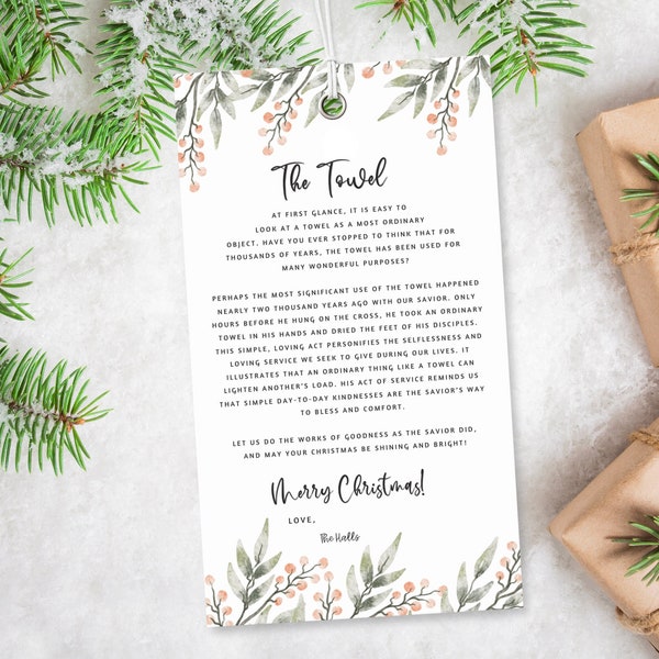 Christmas Towel Poem | Merry Christmas Tag | Christ Christmas Message | Instant Download | Editable Template |