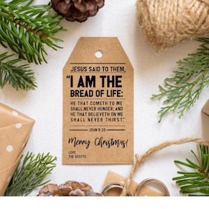 Bread of Life Christmas Gift Tag, Merry Christmas Gift, Christian Gift Tags, Scripture Gift, Church Gift, Neighbor Gift, Youth Gift Idea