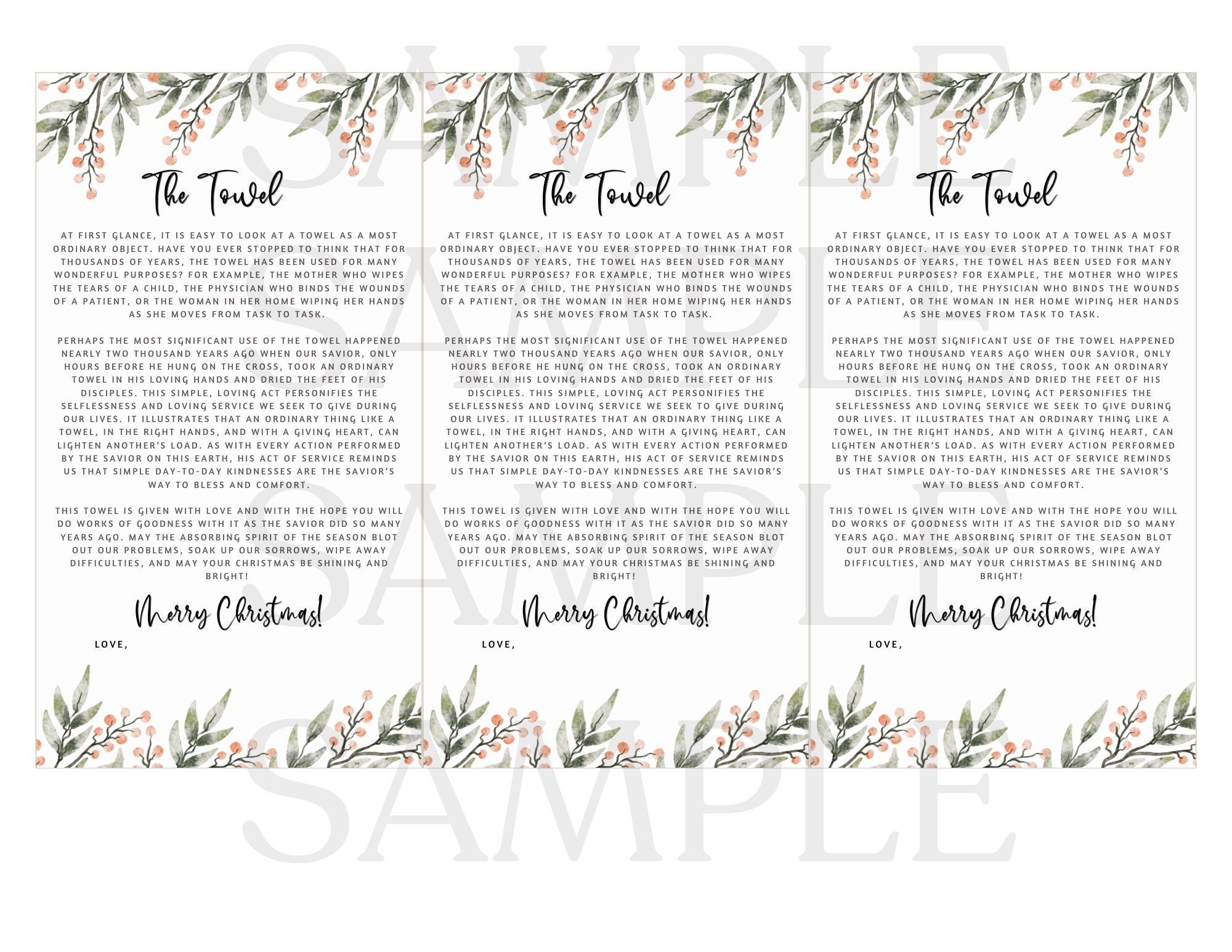 Christmas Towel Poem Merry Christmas Tag Christ Christmas Message