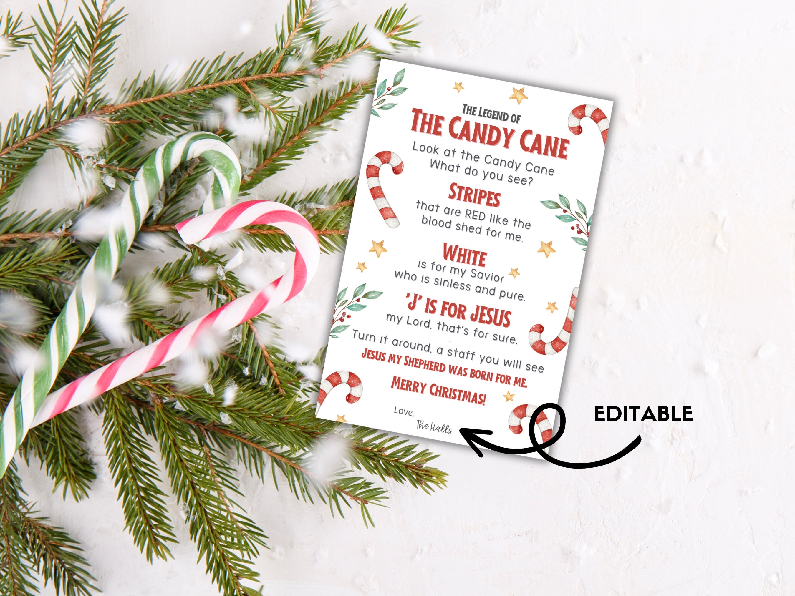 The Legend of the Candy Cane | Candy Cane Poem | Merry Christmas Tag ...