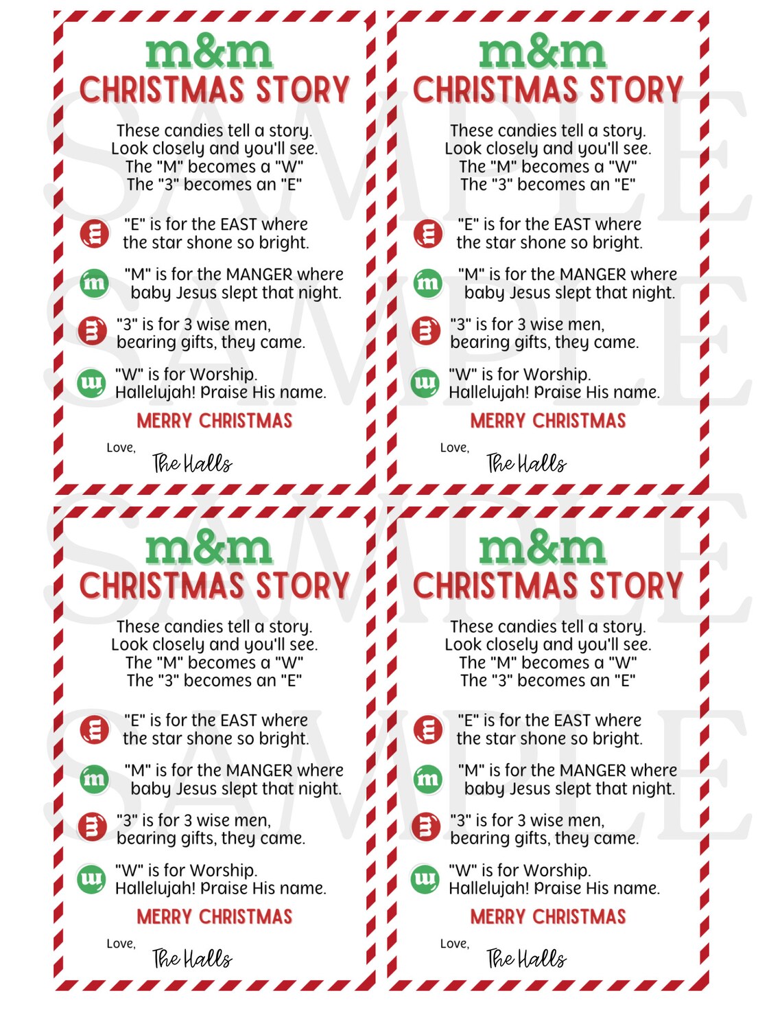 M&amp;M Christmas Story Poem Merry Christmas Tag Christ Christmas Message ...