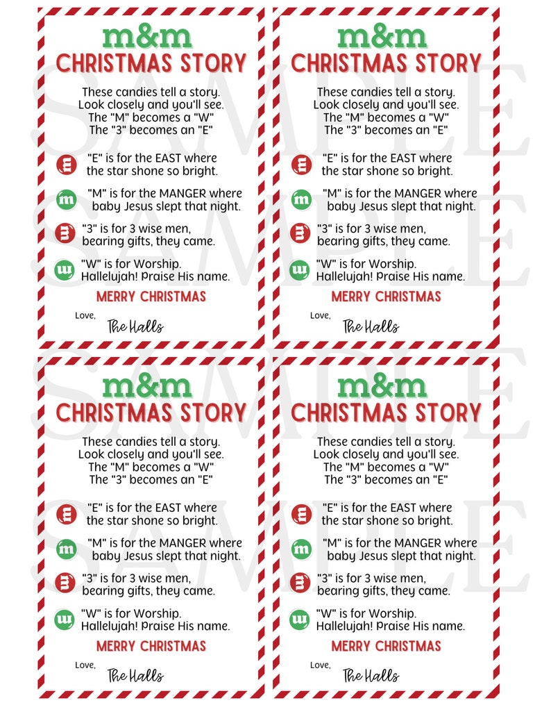 M&amp;M Christmas Story | Poem | Merry Christmas Tag | Christ Christmas ...