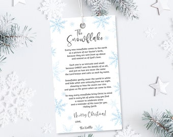 The Snowflake Poem Christmas Tag | Christ-Centered Christmas | Editable Gift Tag | LDS |  Religious Gift Tag| Neighbor Gift |