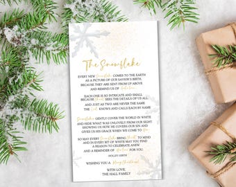 The Snowflake Poem Christmas Tag | Christ-Centered Christmas | Editable Gift Tag | LDS |  Religious Gift Tag| Neighbor Gift |