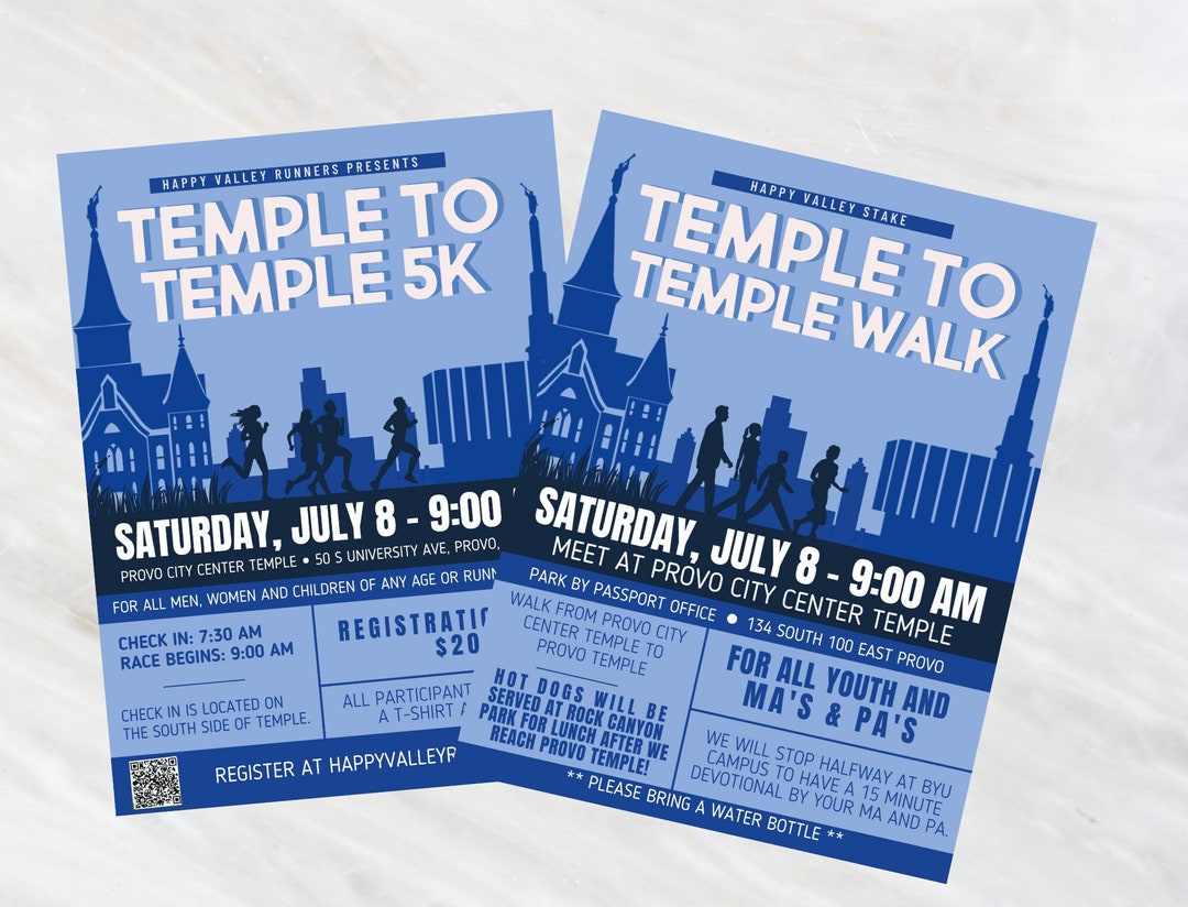 Temple to Temple Walk Temple to Temple 5K Run LDS Pioneer Trek Walk