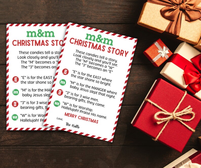 M&amp;M Christmas Story | Poem | Merry Christmas Tag | Christ Christmas ...