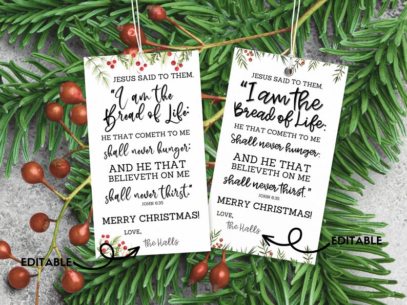 Bread of Life Christmas Tag Editable Gift Tag Merry Christmas Tag Bread ...