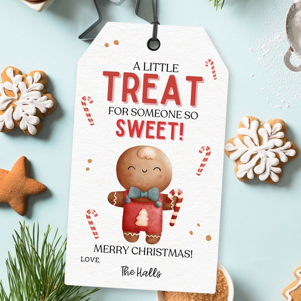 Treat for Someone SweetTag | Christmas Treat Gift Tag | Merry Christmas | Neighbor Gift | Candy Chocolate Christmas Gift | Gingerbread Man