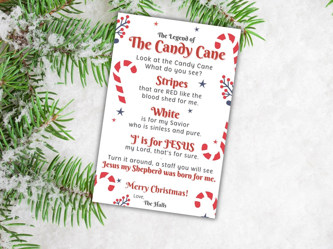 The Legend of the Candy Cane | Candy Cane Poem | Merry Christmas Tag ...