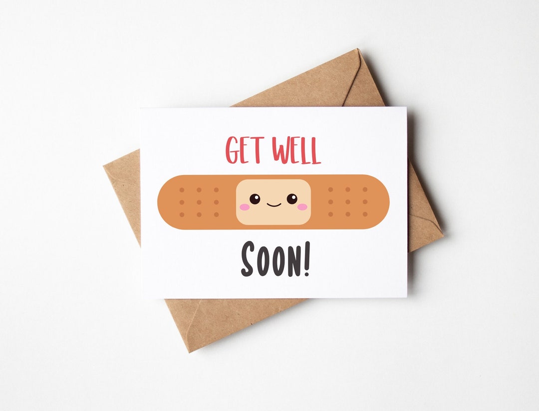 Get Well Soon Card | Happy Bandaid Greeting Card | Thinking of You ...