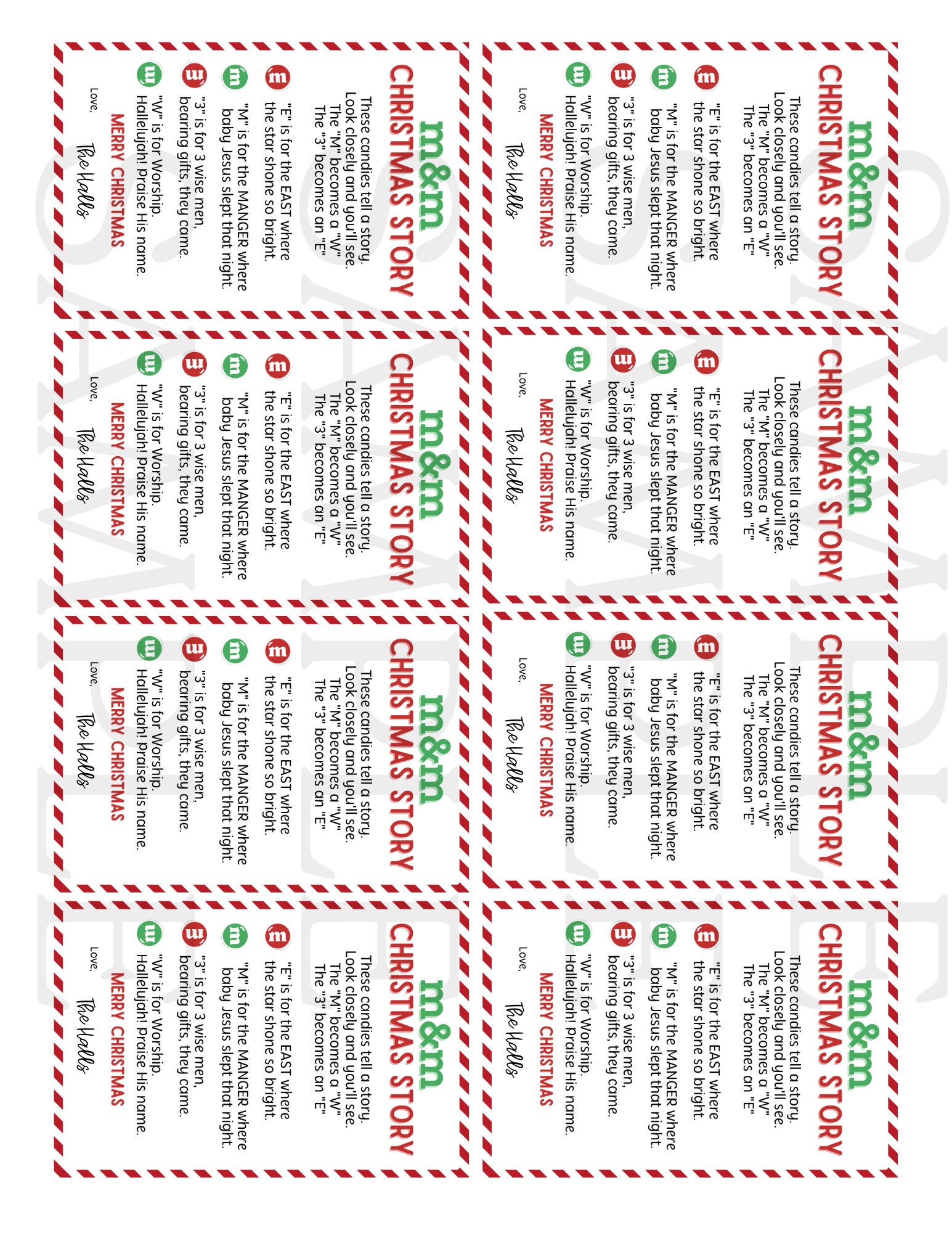 m&m christmas story | poem | merry christmas tag | christ