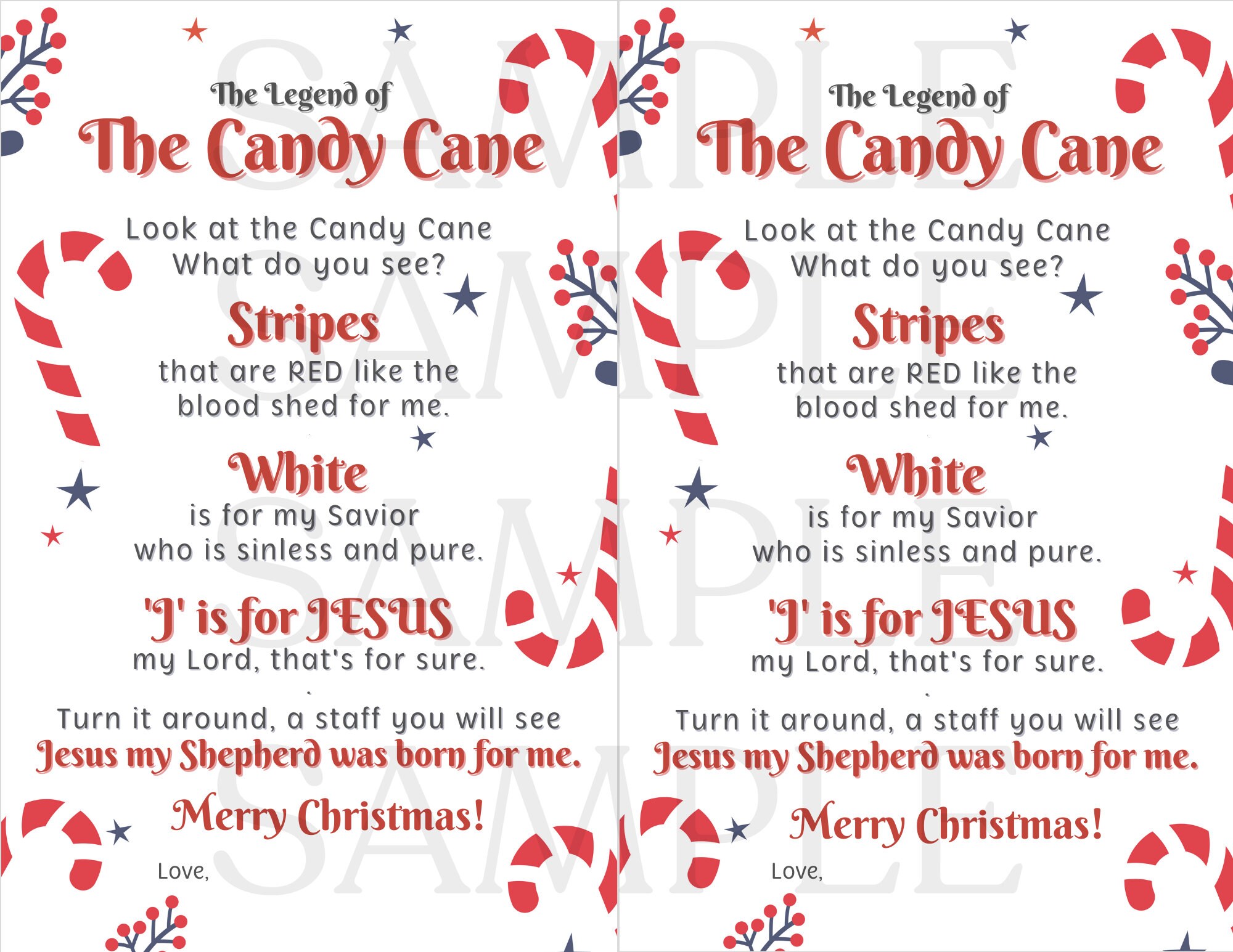 The Legend of the Candy Cane | Candy Cane Poem | Merry Christmas Tag ...