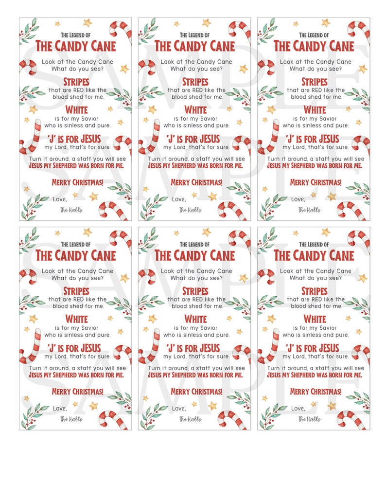 The Legend of the Candy Cane | Candy Cane Poem | Merry Christmas Tag ...