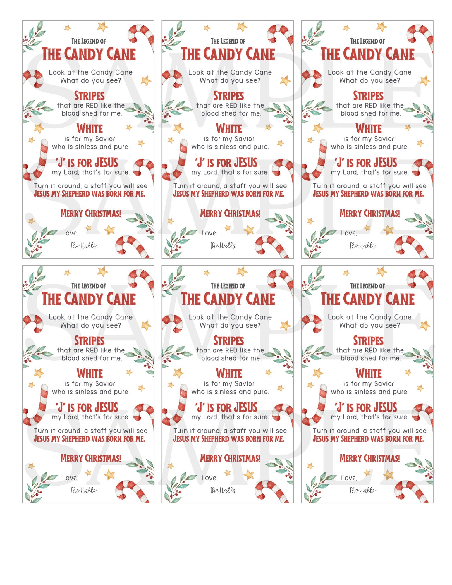 The Legend of the Candy Cane | Candy Cane Poem | Merry Christmas Tag ...