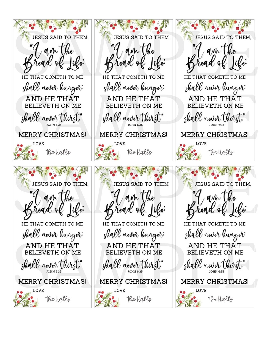 Bread of Life Christmas Tag Editable Gift Tag Merry Christmas Tag Bread ...