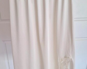 Vintage 70's cream half slip with lace trim & side split - size 6-8