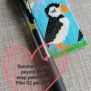 Summer Puffin peyote pen wrap pattern Pdf