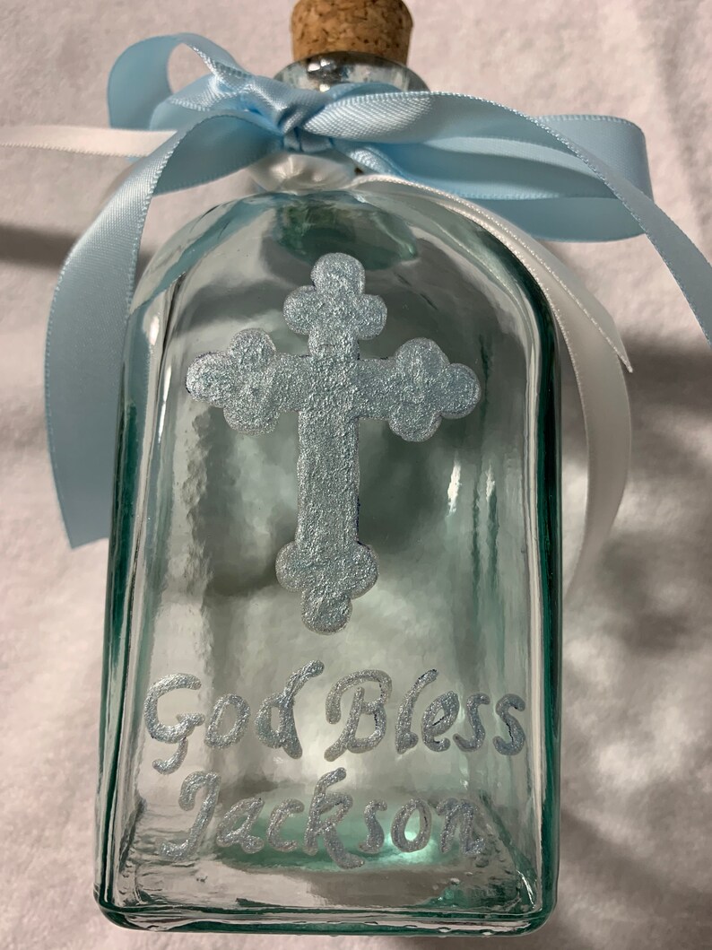 Baptism Oil Bottle Personalized Christening Water Bottle Etsy