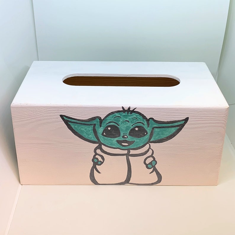 Baby Yoda Wooden Tissue Box Holder HandPainted Baby Yoda Etsy